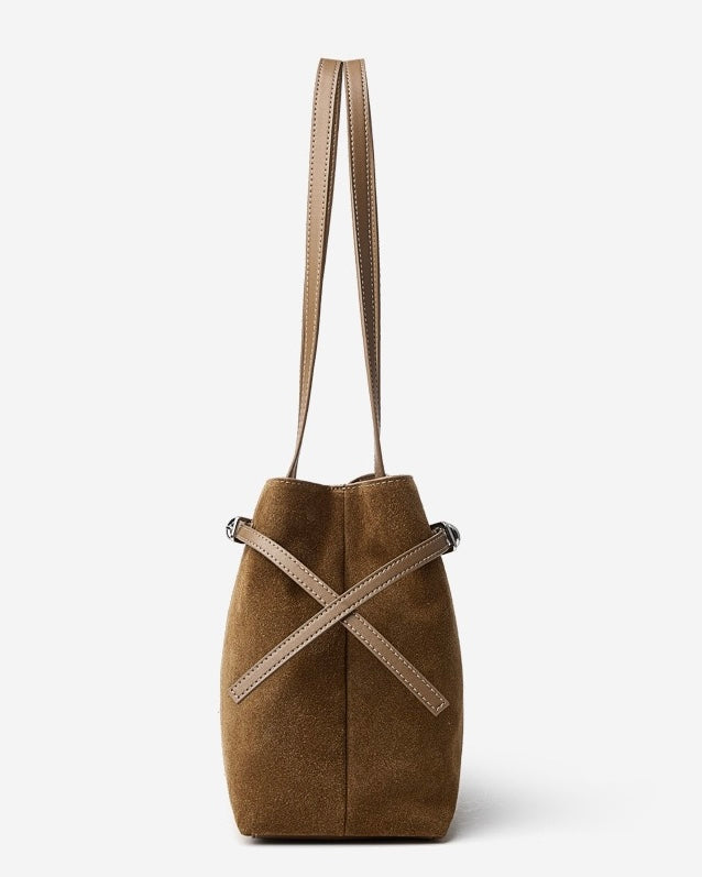 Women's Genuine Leather Suede Large Shoulder Tote Bag