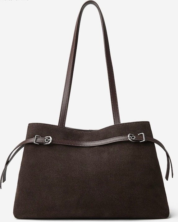 Women's Genuine Leather Suede Large Shoulder Tote Bag