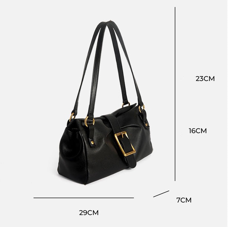 Women's Genuine Leather Baguette Bag with Handheld and Underarm Carry