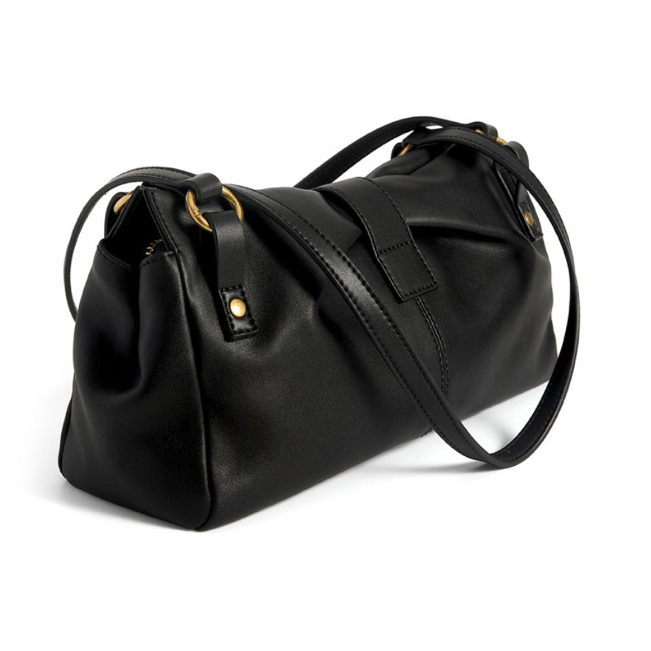 Women's Genuine Leather Baguette Bag with Handheld and Underarm Carry