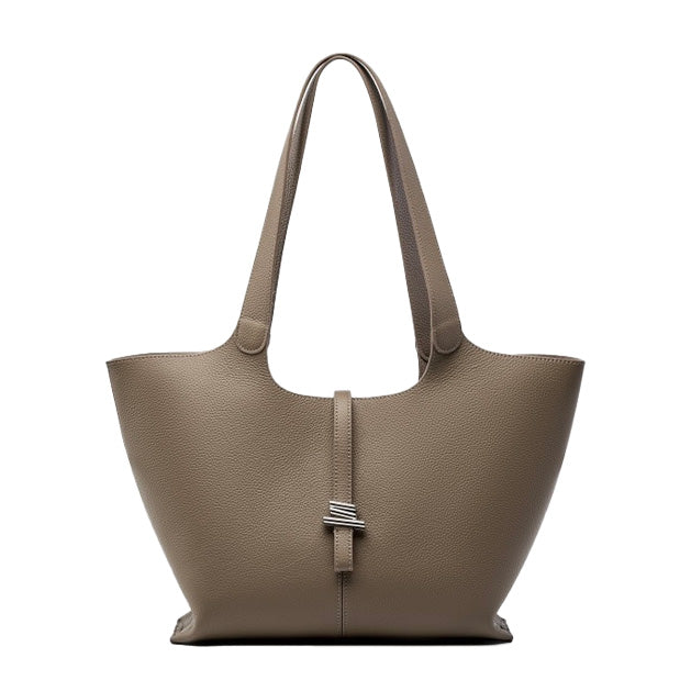 Women's Genuine Leather Large Capacity Tote Bag with Zipper Closure