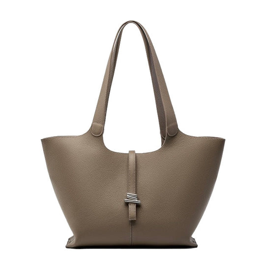Women's Genuine Leather Large Capacity Tote Bag with Zipper Closure