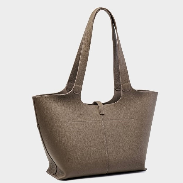 Women's Genuine Leather Large Capacity Tote Bag with Zipper Closure
