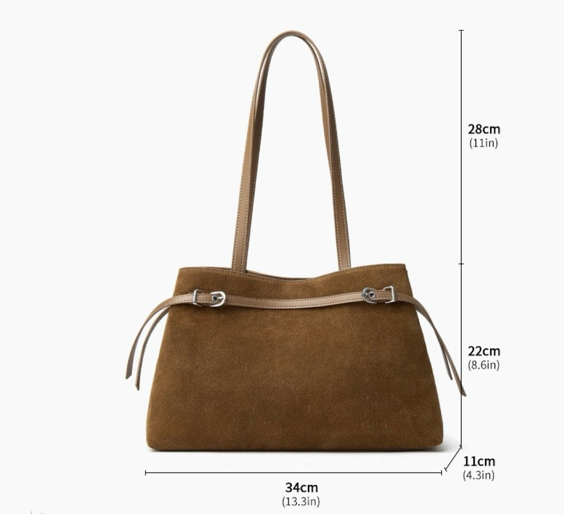 Women's Genuine Leather Suede Large Shoulder Tote Bag
