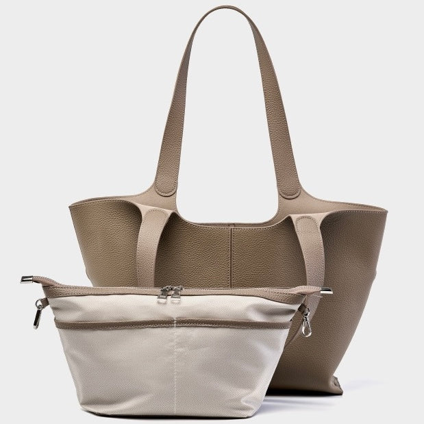 Women's Genuine Leather Large Capacity Tote Bag with Zipper Closure