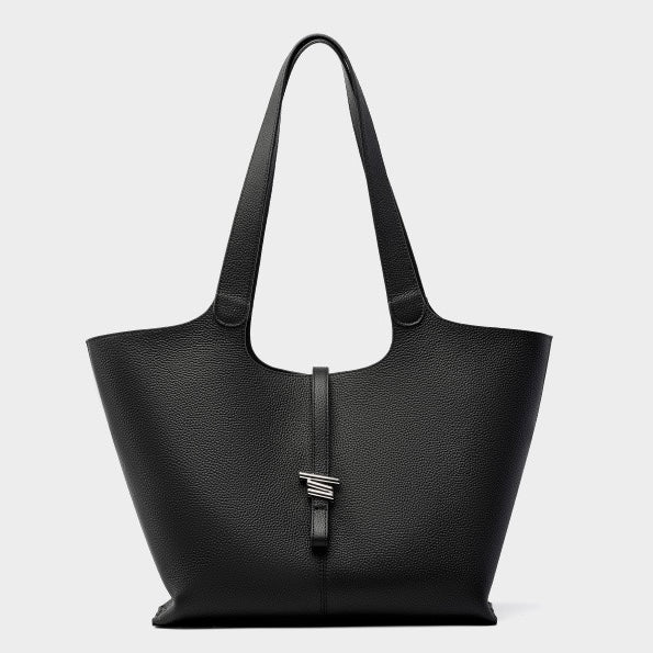 Women's Genuine Leather Large Capacity Tote Bag with Zipper Closure
