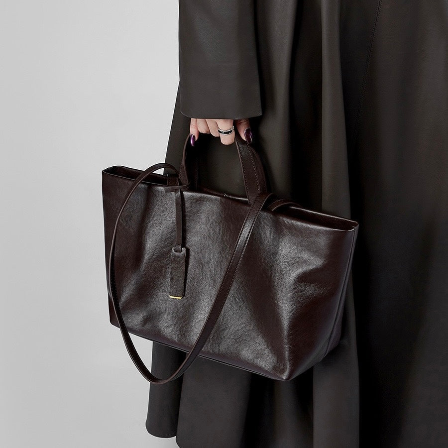 Women's Genuine Leather Vintage Soft Large Capacity Crossbody Tote Bag