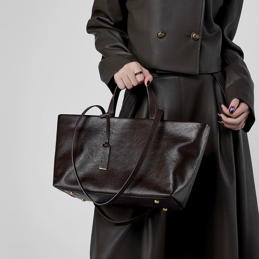 Women's Genuine Leather Vintage Soft Large Capacity Crossbody Tote Bag