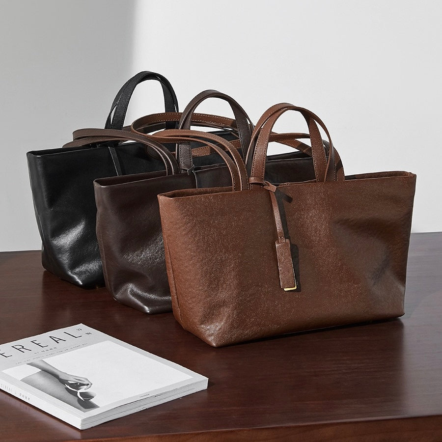 Women's Genuine Leather Vintage Soft Large Capacity Crossbody Tote Bag