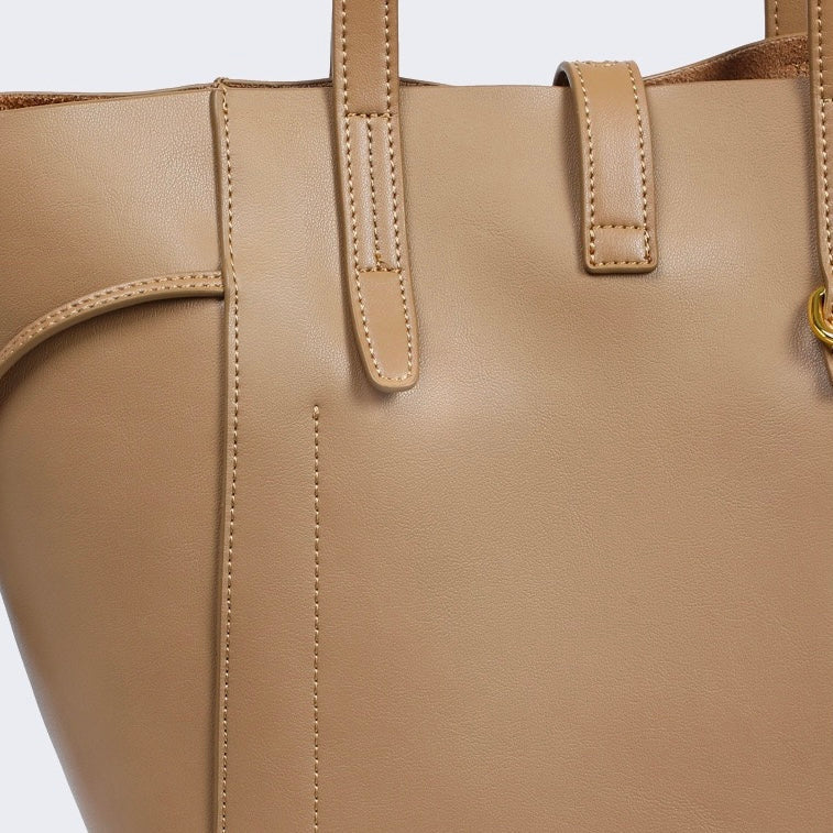 Women's Genuine Leather Vintage Lock Buckle Tote Bag with Large Capacity