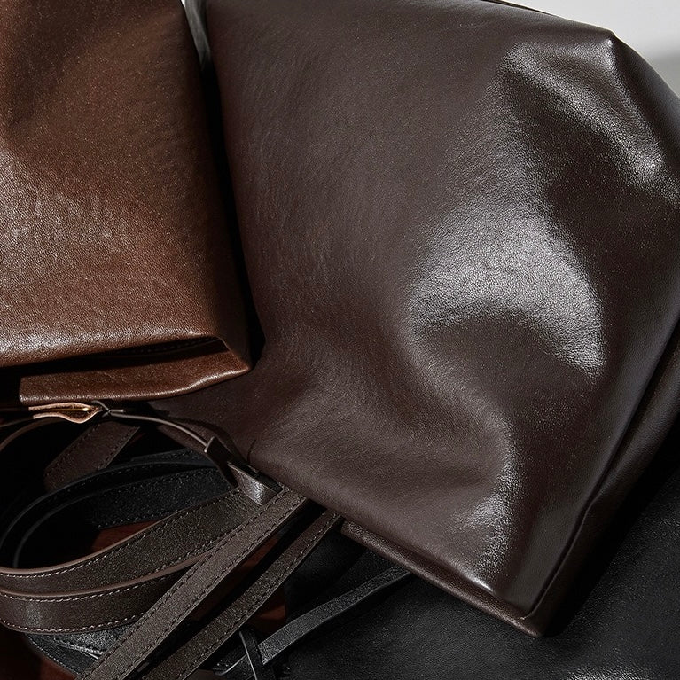 Women's Genuine Leather Vintage Soft Large Capacity Crossbody Tote Bag