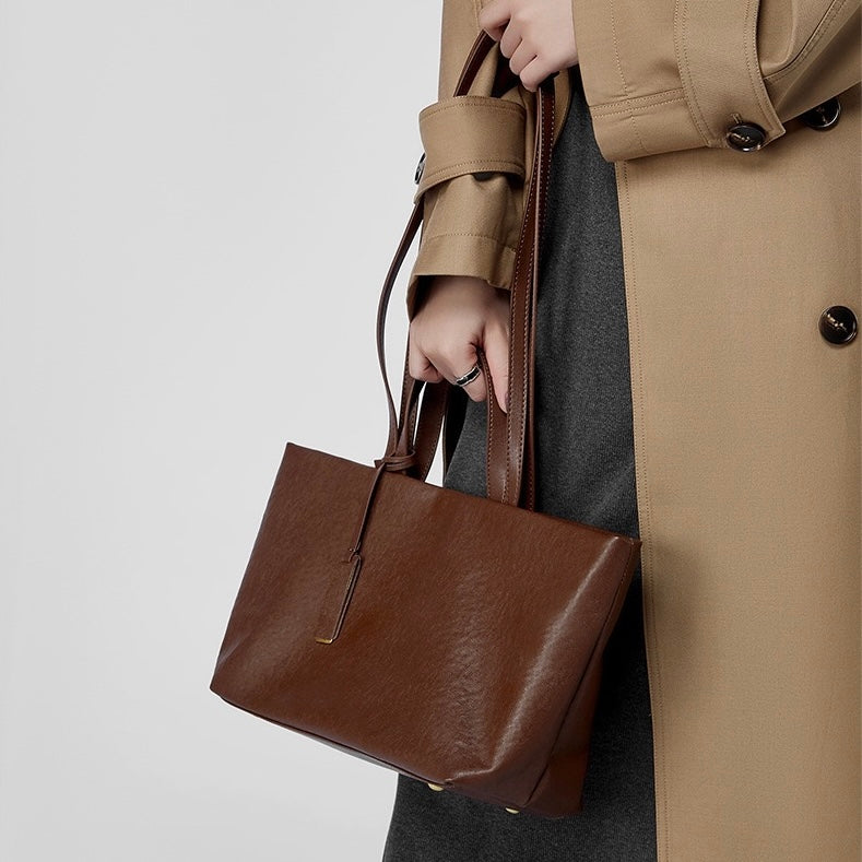Women's Genuine Leather Vintage Soft Large Capacity Crossbody Tote Bag