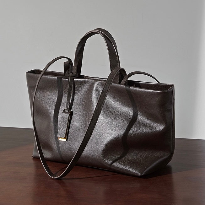 Women's Genuine Leather Vintage Soft Large Capacity Crossbody Tote Bag