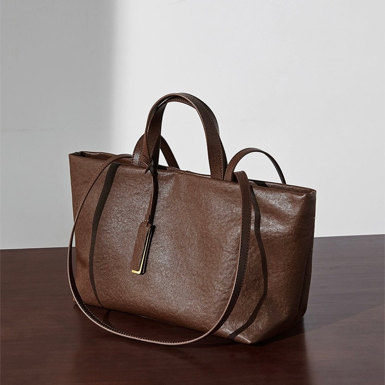 Women's Genuine Leather Vintage Soft Large Capacity Crossbody Tote Bag