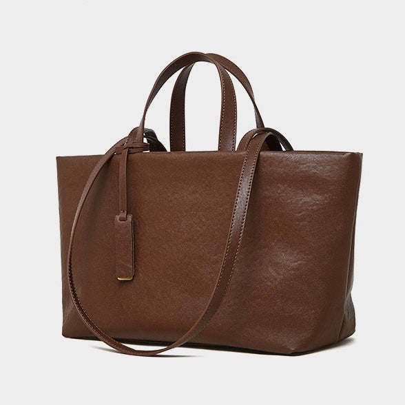Women's Genuine Leather Vintage Soft Large Capacity Crossbody Tote Bag