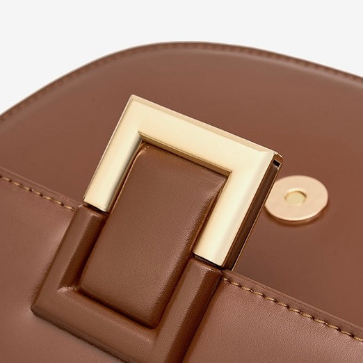 Women's Genuine Leather Saddle Crossbody Bag with Adjustable Strap