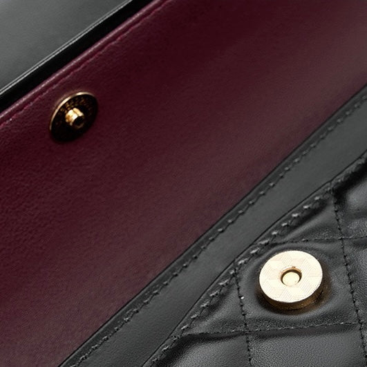 Women's Genuine Leather Quilted Chain Shoulder Crossbody Bag