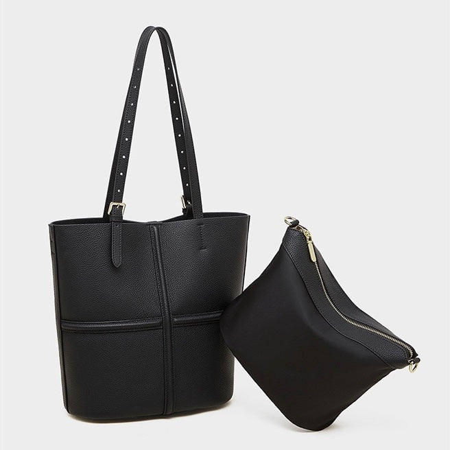 Women's Genuine Leather Commuter Tote Bag with Inner Pouch