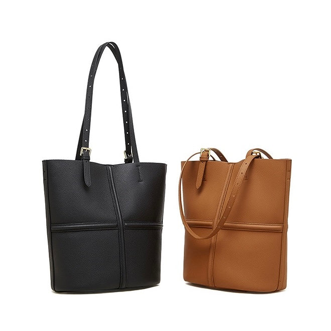 Women's Genuine Leather Commuter Tote Bag with Inner Pouch