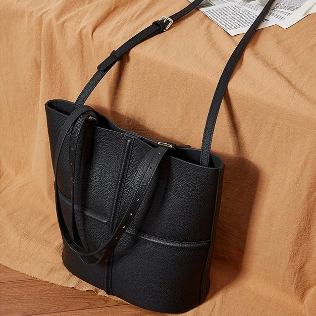 Women's Genuine Leather Commuter Tote Bag with Inner Pouch