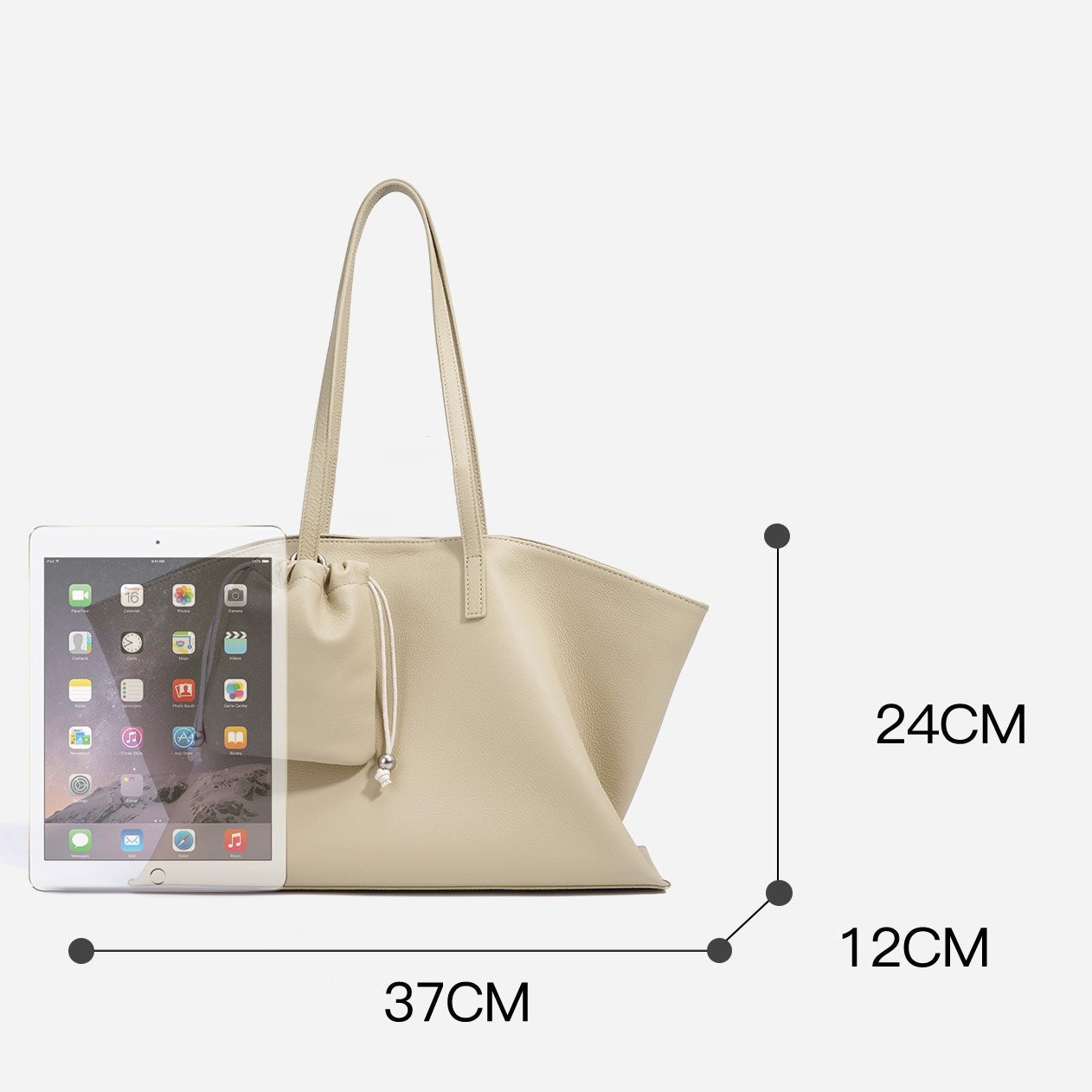 Women's Genuine Leather Large Tote Bag with Multiple Compartments