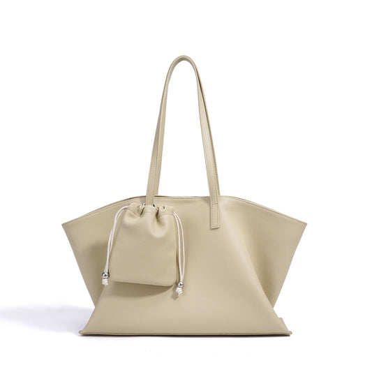 Women's Genuine Leather Large Tote Bag with Multiple Compartments