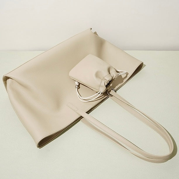 Women's Genuine Leather Large Tote Bag with Multiple Compartments