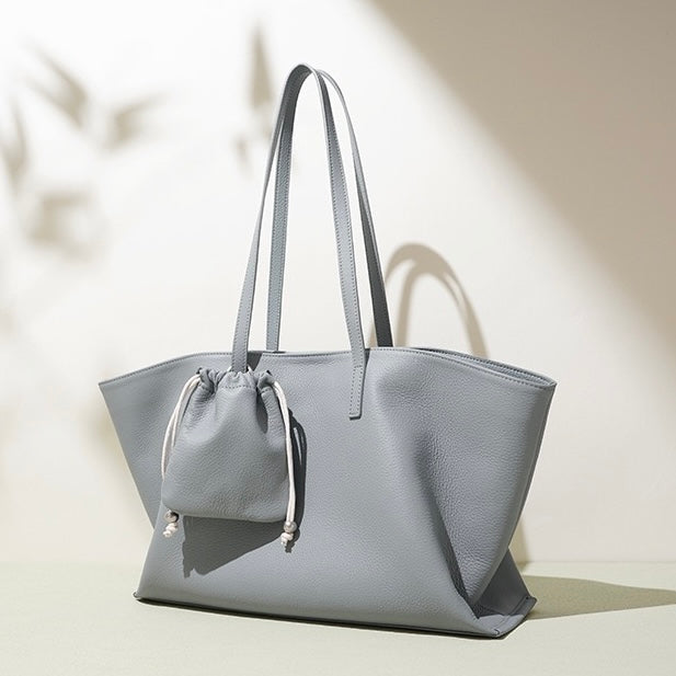 Women's Genuine Leather Large Tote Bag with Multiple Compartments