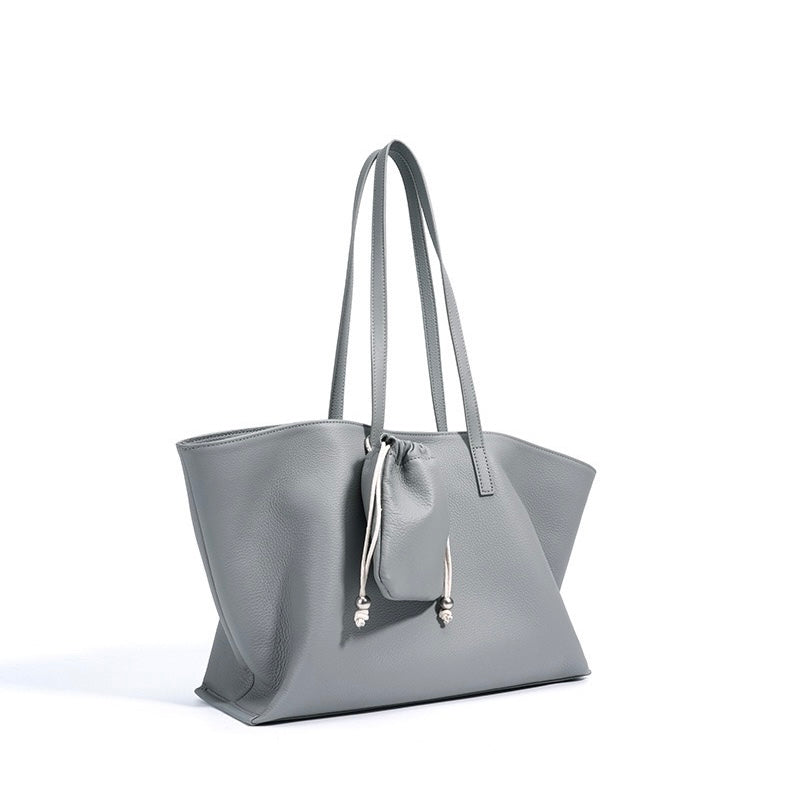 Women's Genuine Leather Large Tote Bag with Multiple Compartments