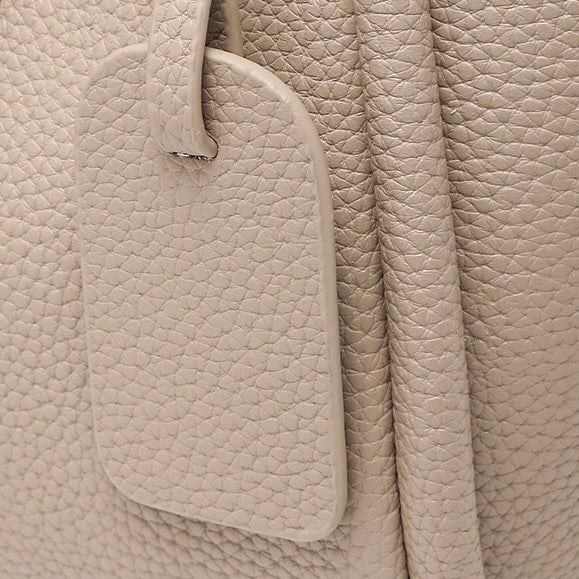 Women's Genuine Leather Petite Basket Top Handle Bag with Adjustable Strap