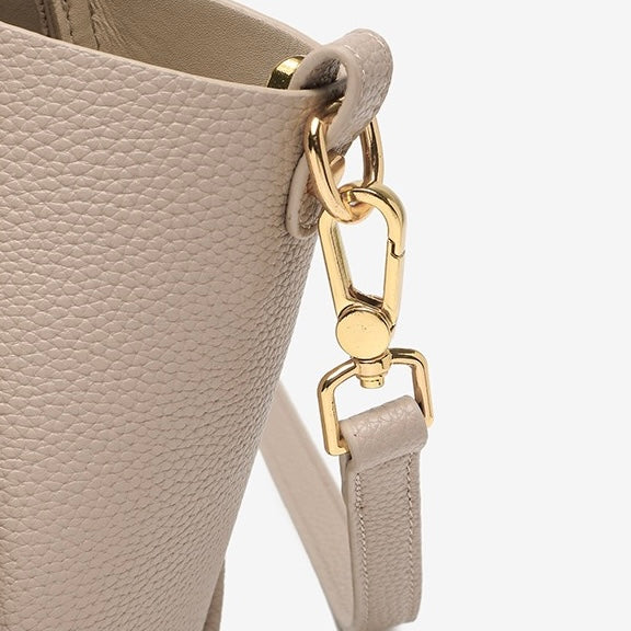 Women's Genuine Leather Petite Basket Top Handle Bag with Adjustable Strap