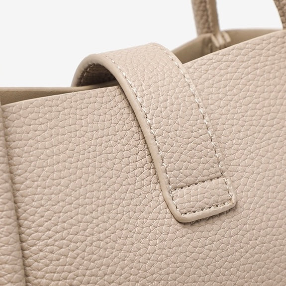 Women's Genuine Leather Petite Basket Top Handle Bag with Adjustable Strap