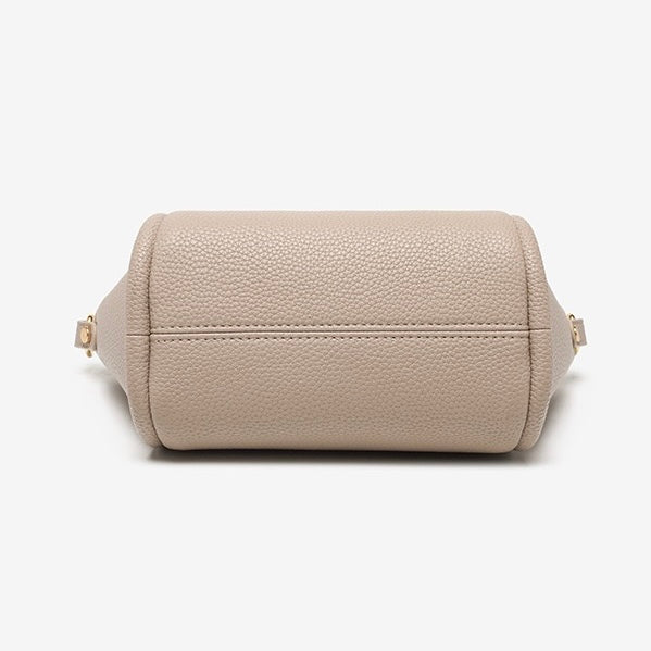 Women's Genuine Leather Petite Basket Top Handle Bag with Adjustable Strap