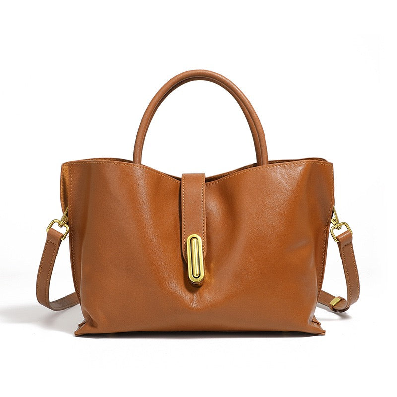 Women's Genuine Cowhide Commuter Crossbody Tote Bag