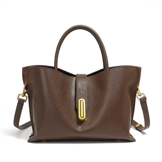 Women's Genuine Cowhide Commuter Crossbody Tote Bag