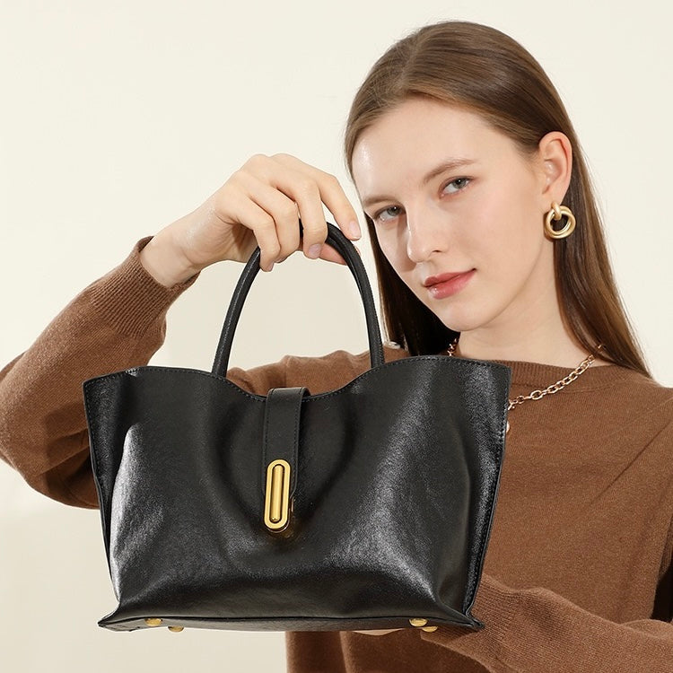 Women's Genuine Cowhide Commuter Crossbody Tote Bag