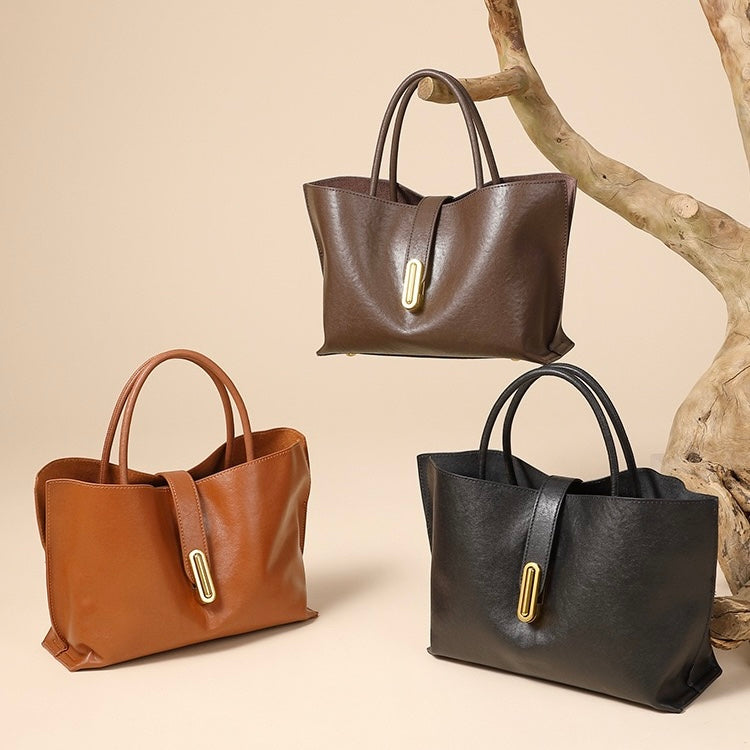 Women's Genuine Cowhide Commuter Crossbody Tote Bag