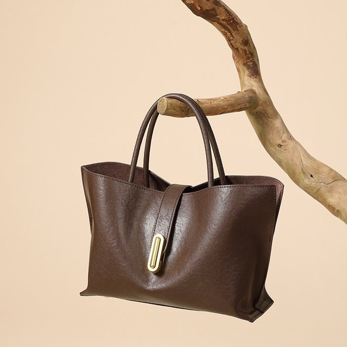 Women's Genuine Cowhide Commuter Crossbody Tote Bag