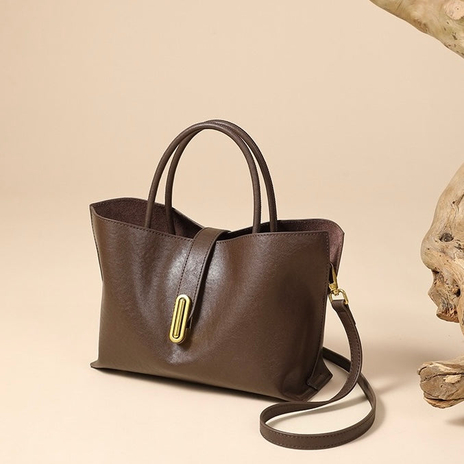 Women's Genuine Cowhide Commuter Crossbody Tote Bag