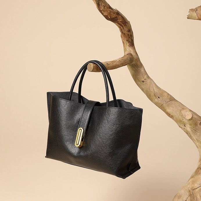 Women's Genuine Cowhide Commuter Crossbody Tote Bag