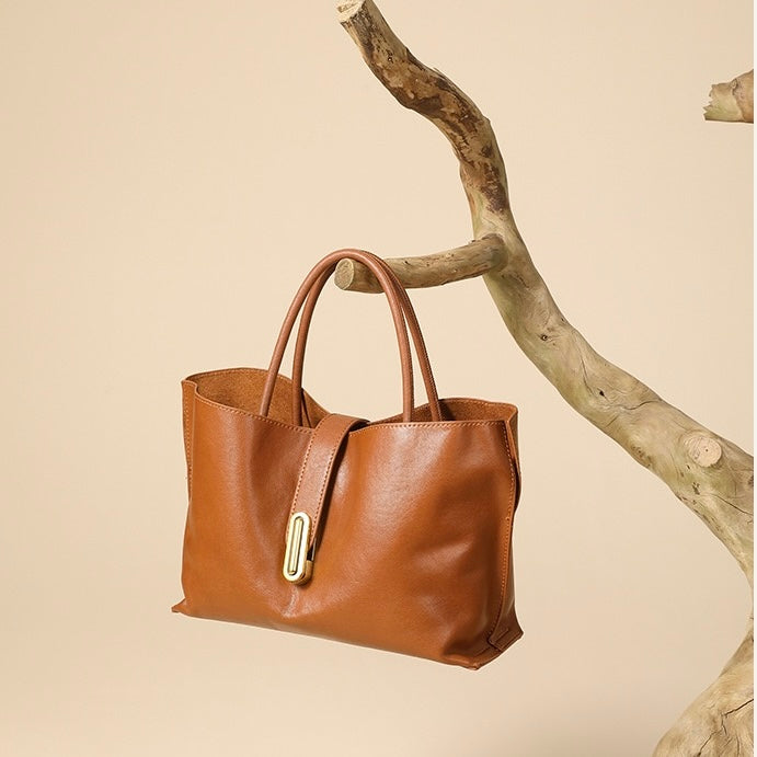 Women's Genuine Cowhide Commuter Crossbody Tote Bag