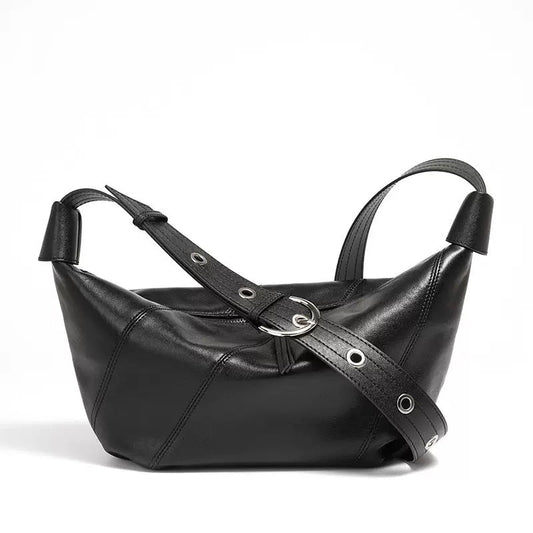 Women's Genuine Leather Croissant Crossbody Shoulder Bag