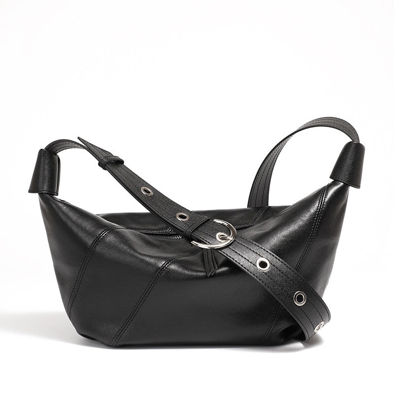 Women's Genuine Leather Croissant Crossbody Shoulder Bag