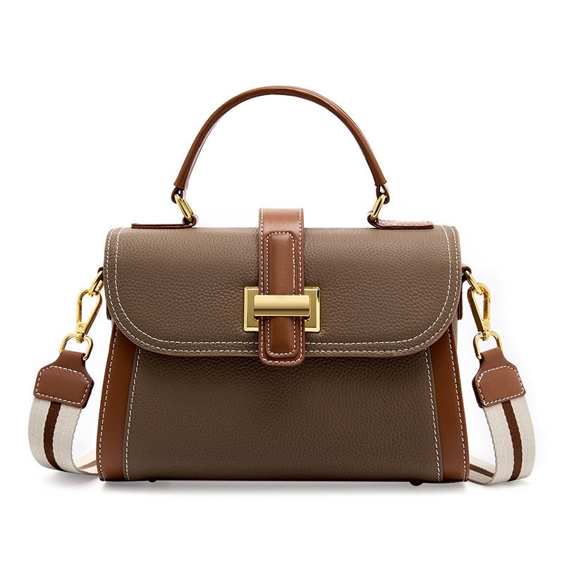 Women's Genuine Leather Structured Top Handle Crossbody Bag