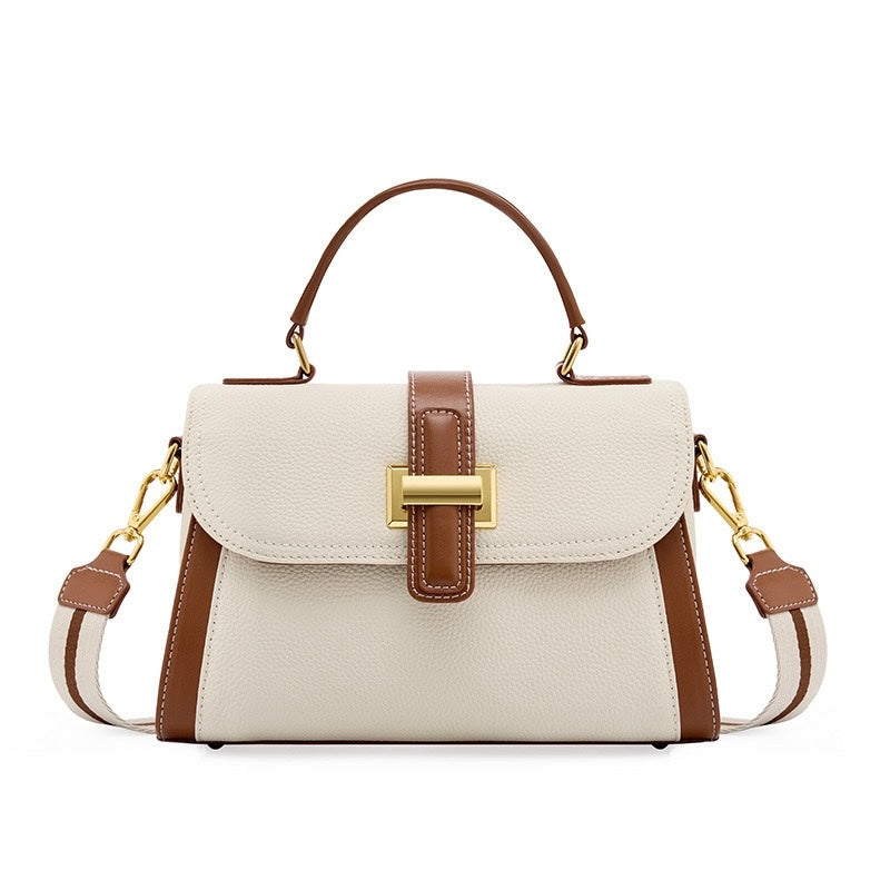 Women's Genuine Leather Structured Top Handle Crossbody Bag