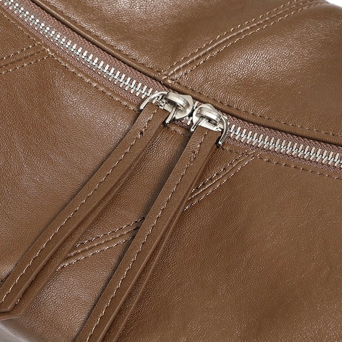 Women's Genuine Leather Croissant Crossbody Shoulder Bag