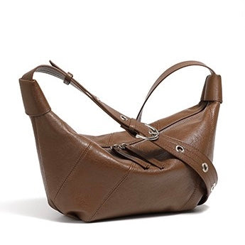 Women's Genuine Leather Croissant Crossbody Shoulder Bag