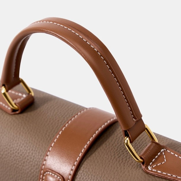 Women's Genuine Leather Structured Top Handle Crossbody Bag