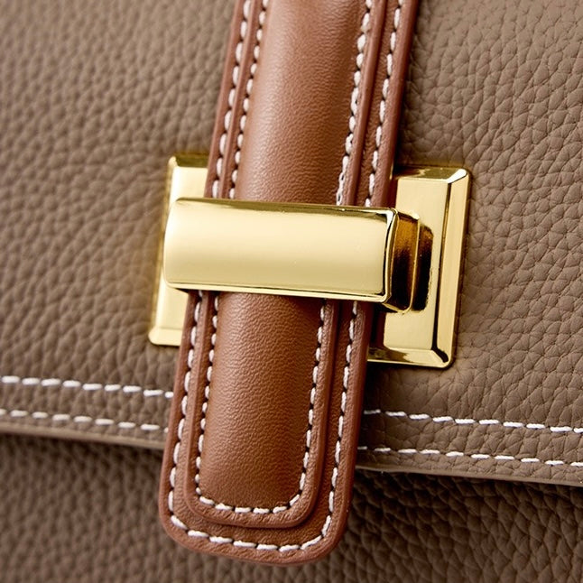 Women's Genuine Leather Structured Top Handle Crossbody Bag