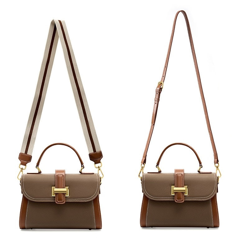 Women's Genuine Leather Structured Top Handle Crossbody Bag